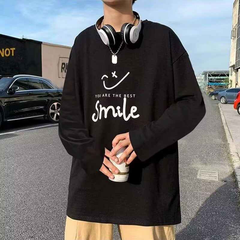 STOCK-Men’s Retro Long Sleeve Round Neck Casual T-Shirt