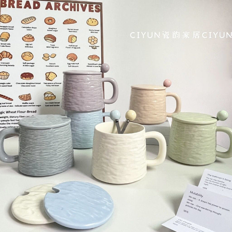 Large Ceramic Mug with Lid & Spoon