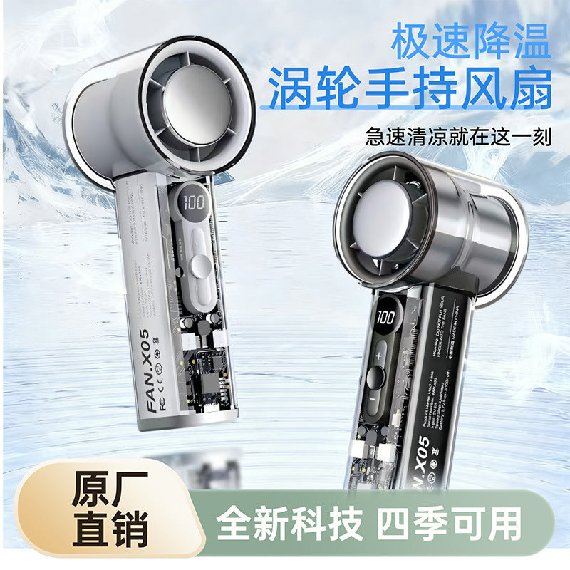 USB Turbine Handheld Fan – Portable Mini Fan with Digital Display