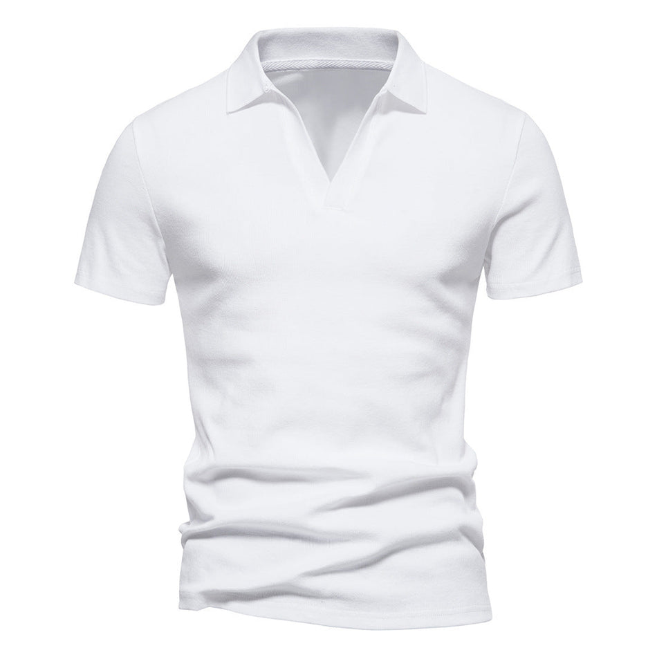 Men’s Summer Henley Collar Polo T-Shirt – Retro Fitness Style