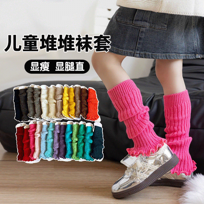 Girls Knitted Stacked Socks Colorful Leg Warmers Spring