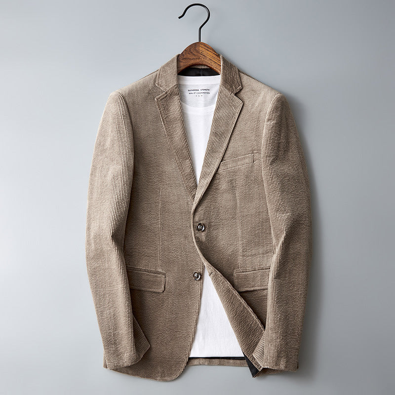 Retro Cotton Corduroy Suit Jacket – Men’s Slim Casual