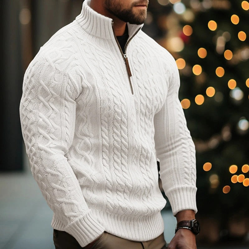 INSTOCK-Men's Half-Zip Knit Sweater – Winter Thick Pullover