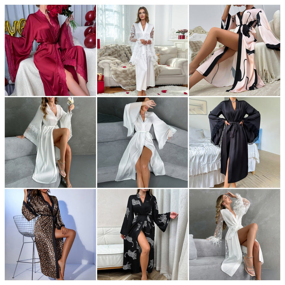 Faux Silk Long Nightgown Women’s Loungewear