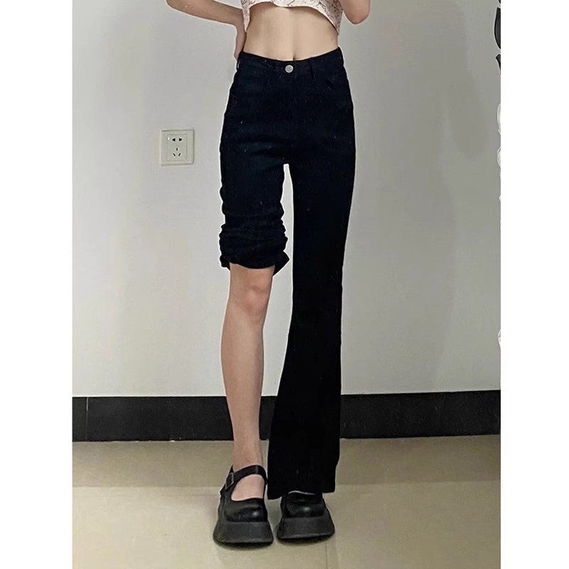 STOCK-High Waist Black Flared Jeans – Plus Size Wide-Leg