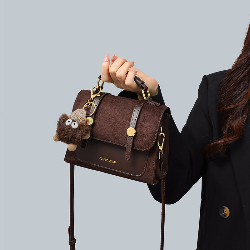 Brown Autumn-Winter Small Square Messenger Bag