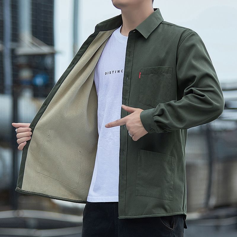 STOCK-Velvet Thick Warm Mens Shirt Jacket 2025