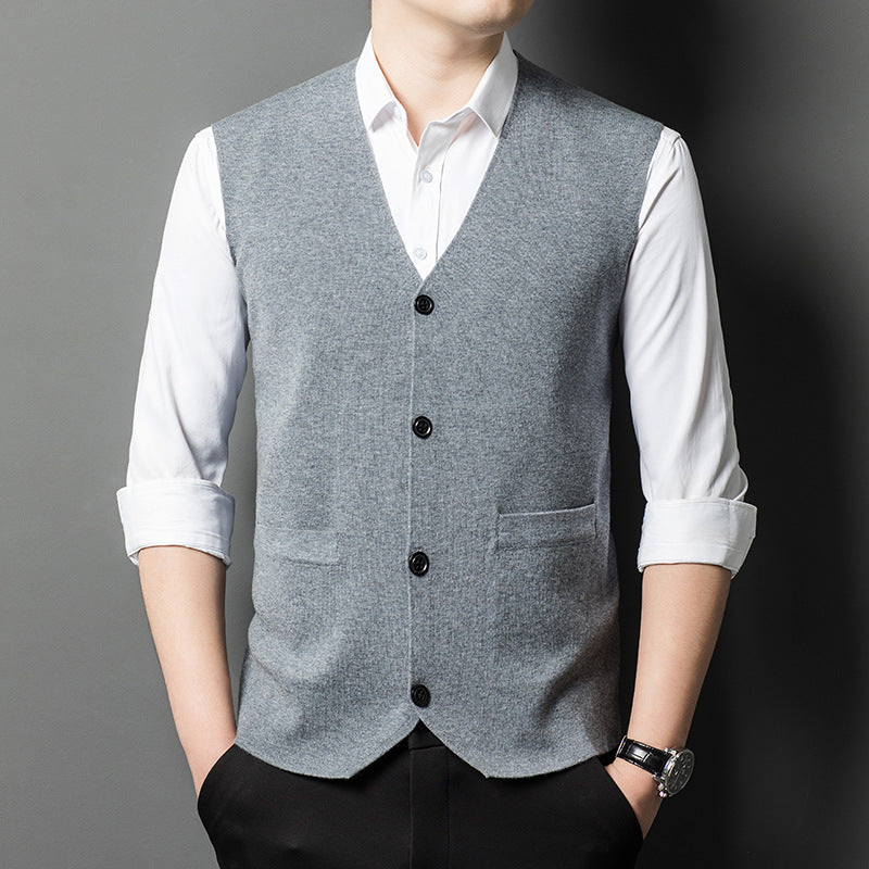 Sleeveless Sweater – Wool Vest with Pockets for Men