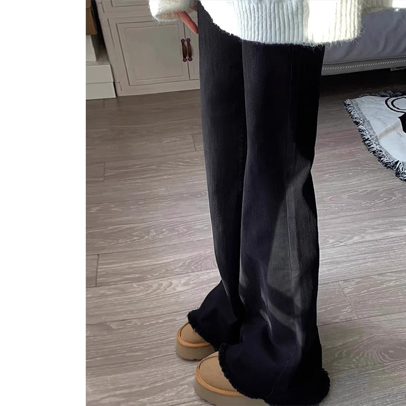Black High Waist Bootcut Jeans for Pear-Shaped Women