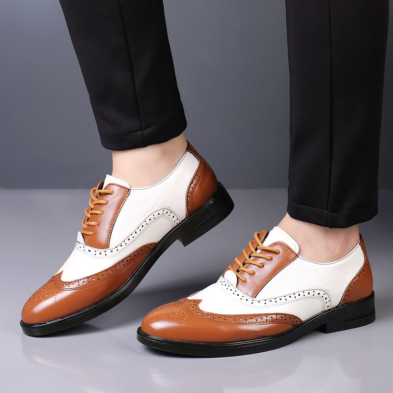 Color Block Brogue Shoes – Trendy Large Size Dress Shoes