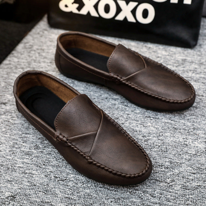 Men’s Summer Leather Loafers – Soft Sole Casual Korean Shoes