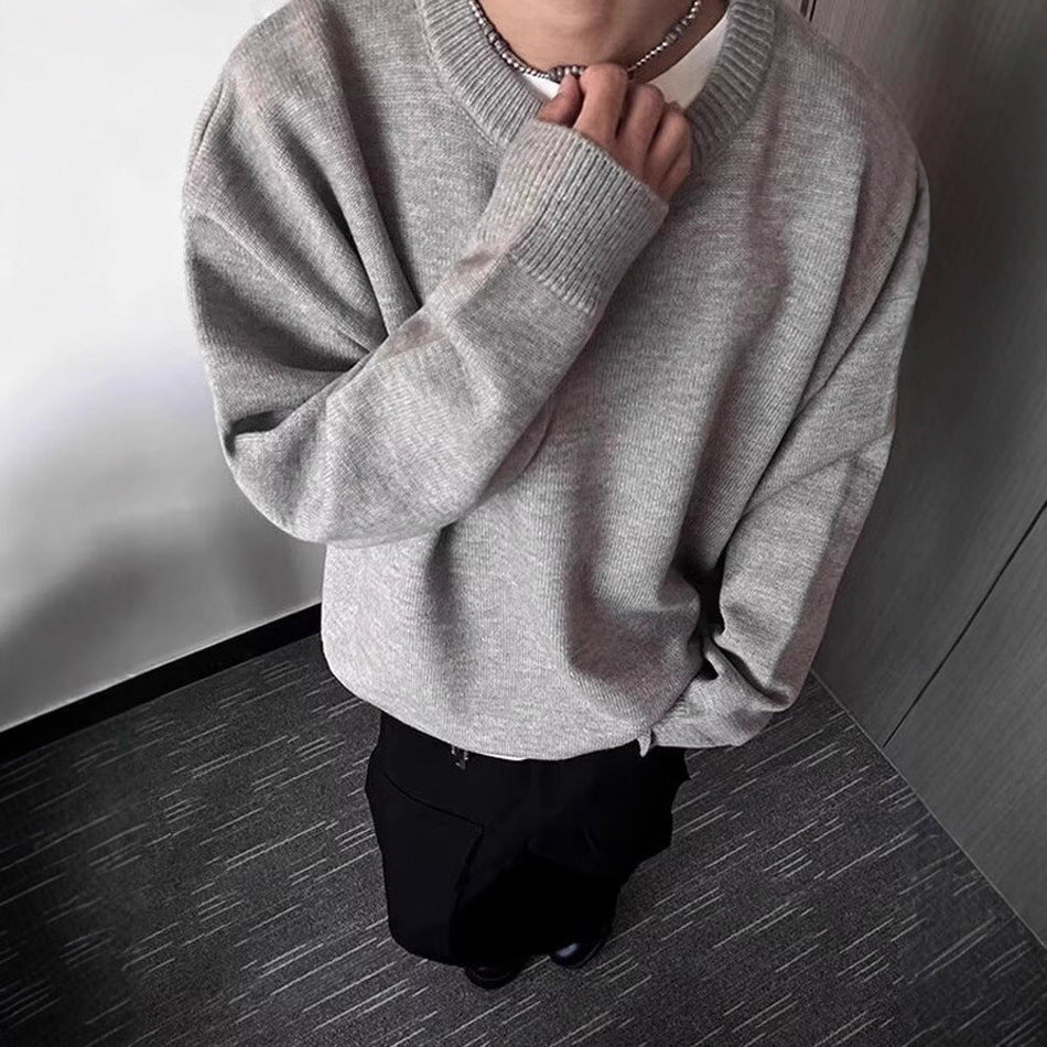 INSTOCK-Men’s Autumn Winter Solid Color Round-Neck Knitted