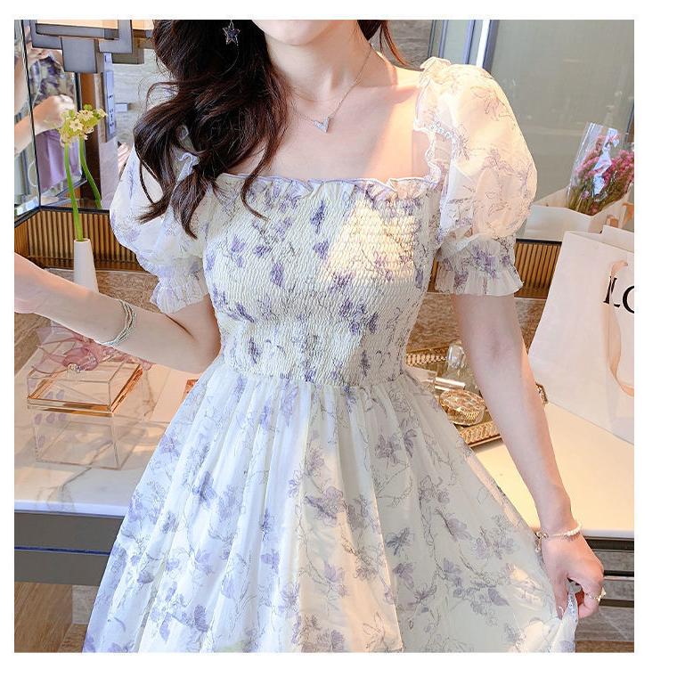 INSTOCK-Elegant French Ink Print Chiffon Dress – Stylish Women's