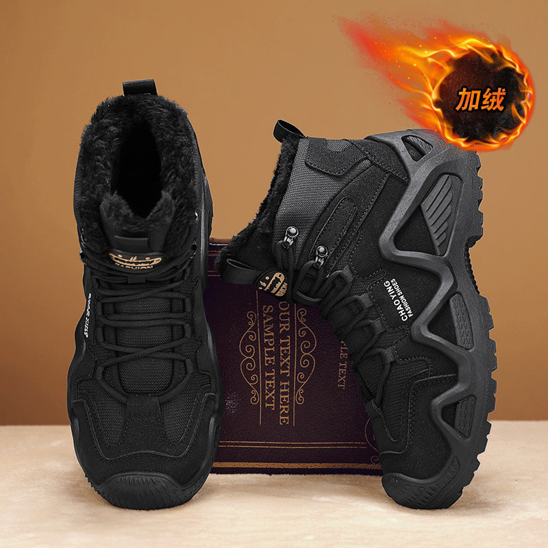 Men’s Plus-Size Fleece-Lined Winter Cotton Boots