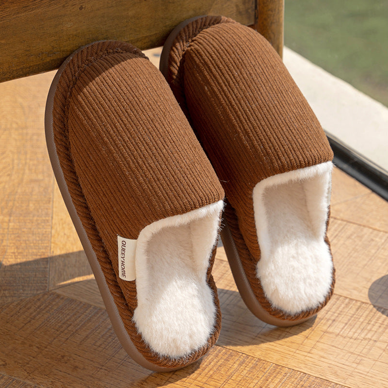 Plush Cotton Slippers Thick Sole Non Slip Winter Home