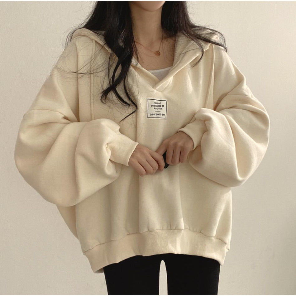 Korean V-Neck Hooded Sweater