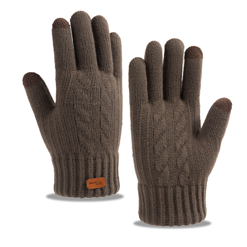 Men’s Touch Screen Knitted Winter Gloves Warm Fleece