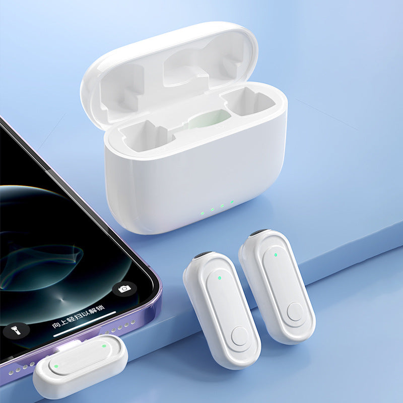 J58 White Wireless Collar Mic – Compact Mini, Noise Reduction,