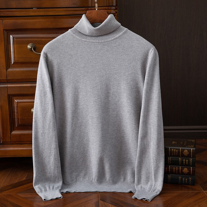 Men’s Turtleneck Lapel Pullover – Casual Business Knitwear
