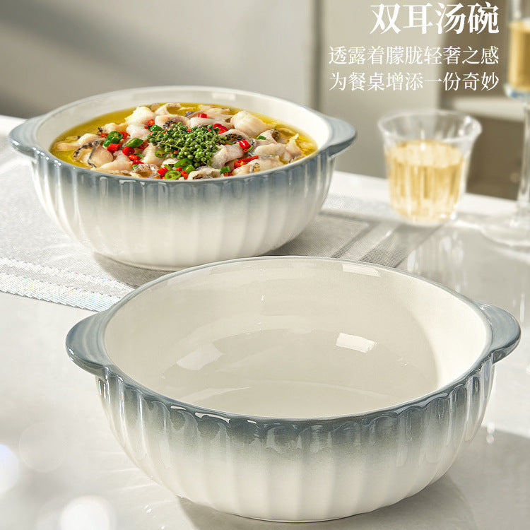 2025 Ceramic Double-Handled Large Soup Bowl
