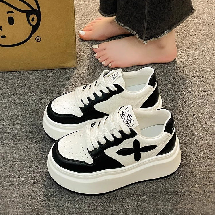 Trendy Thick-Soled White Sneakers – Chic Everyday Wear