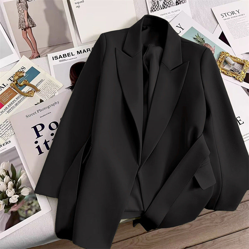 Women’s Black Korean Lace-Up Suit Jacket – Spring Autumn 2023