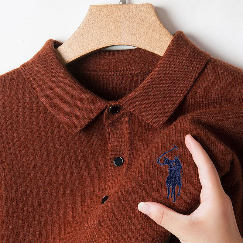 STOCK-Men’s Imitation Cashmere Polo Sweater – Autumn Winter 2025