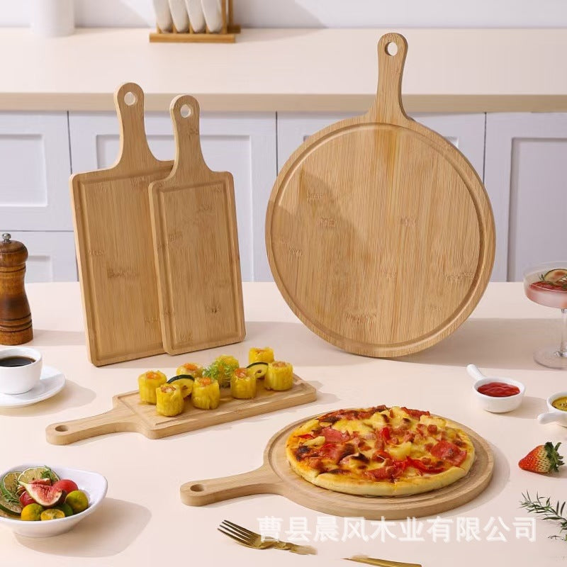 Bamboo Pizza Tray with Handle - Wooden Sushi Plate