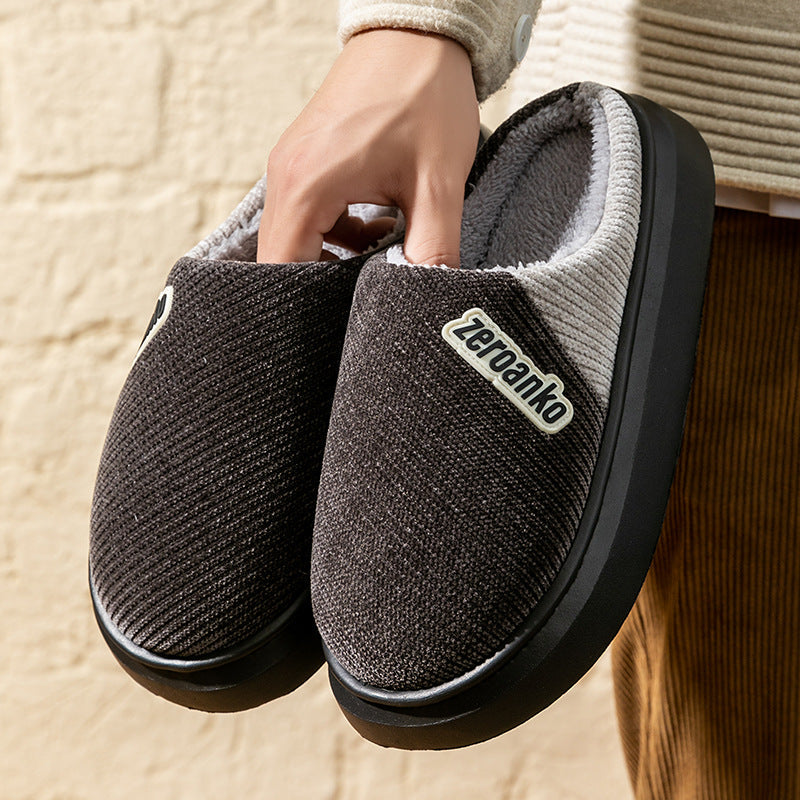 Plus Size Men's Cotton Slippers 2025 Warm Non-Slip Indoor &