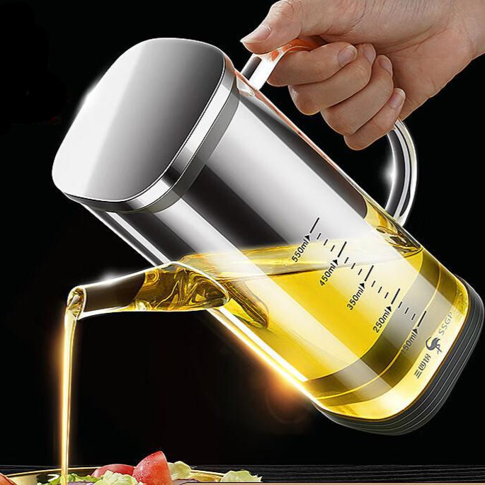 Glass & Steel Oil Pot for Kitchen Seasoning Needs
