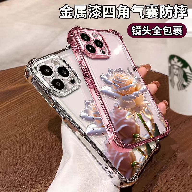 INSTOCK-Crystal Rose Transparent iPhone Case Drop Resistant