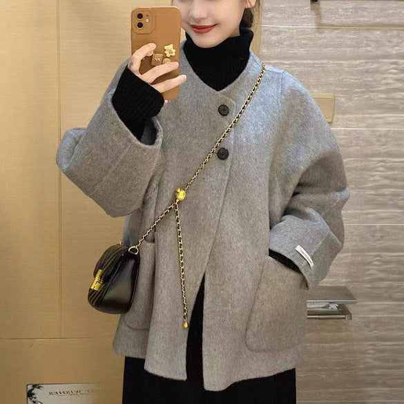 INSTOCK-Women’s Short Wool Coat Hepburn Style Winter Jacket