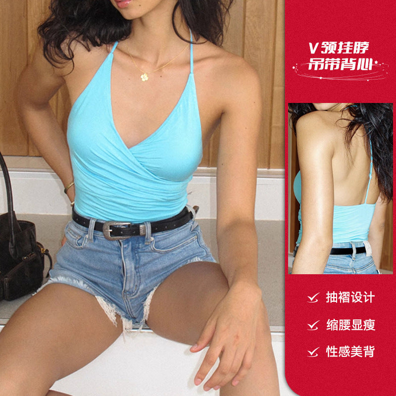 Women’s V-Neck Slim Yoga Vest – Fitness & Running Top