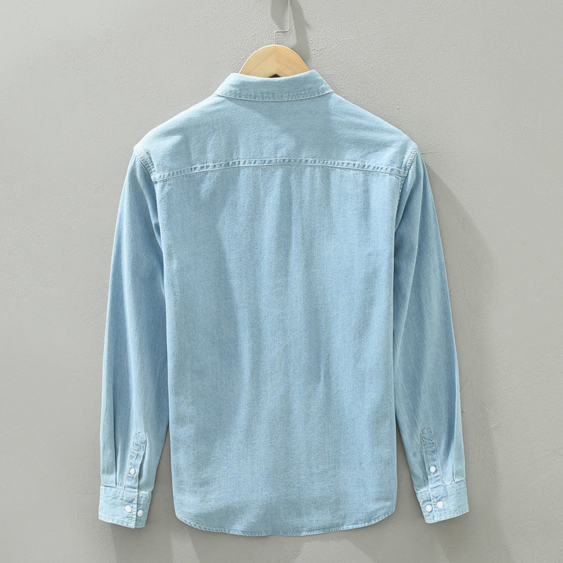 Men's Loose Denim Long-Sleeve Japanese Casual Trend Shirt