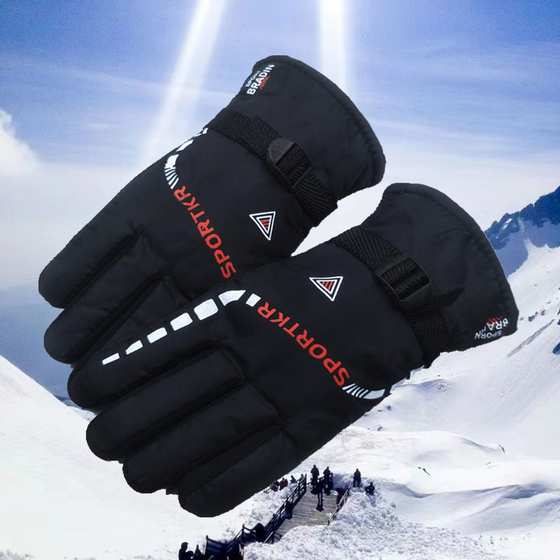 Men’s Thick Velvet Winter Cycling Gloves – Warm Anti-Skid Ski