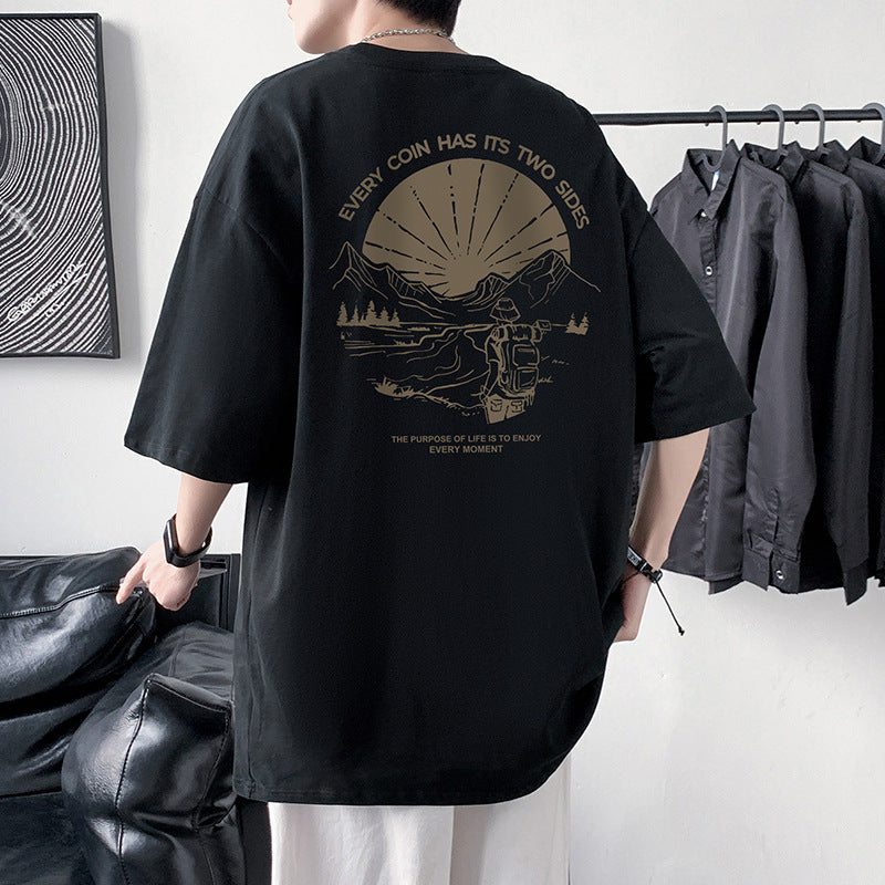 Men's Heavy Cotton T-Shirt – 220g Stylish Loose Fit