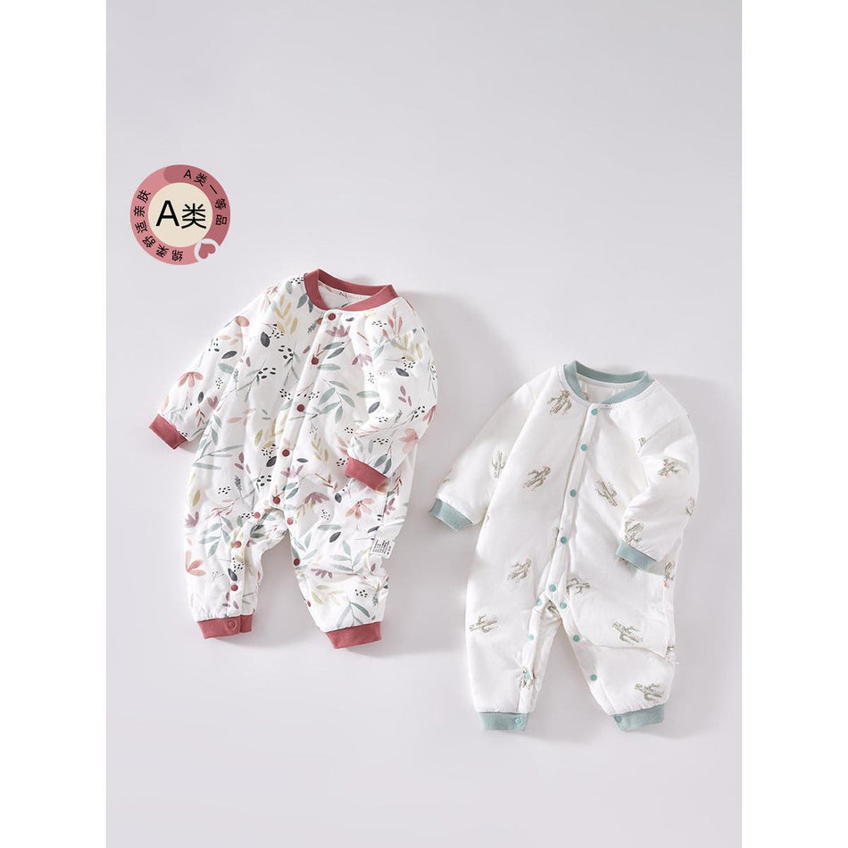 Newborn Baby Cotton Quilted Jumpsuit Autumn Winter RomperNew