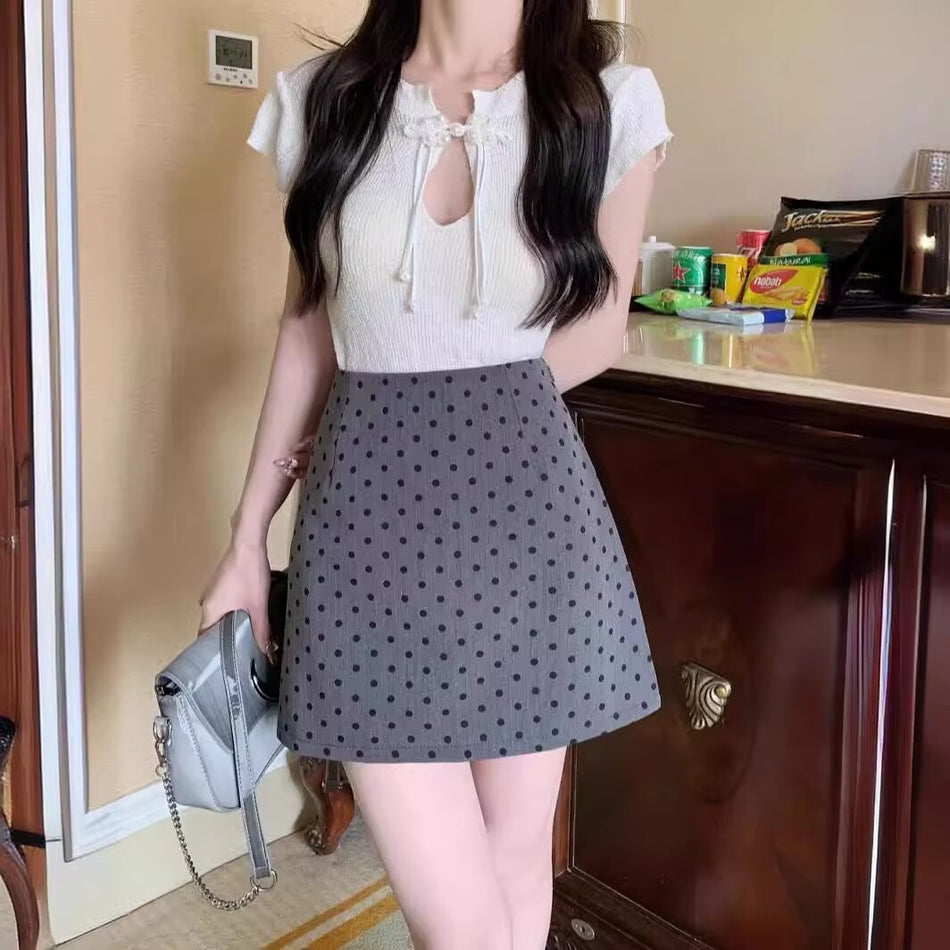 Polka Dot High-Waist A-Line Skirt – Slimming Summer Style