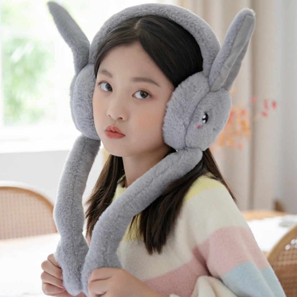 Kids Rabbit Earmuffs Winter Warm Moving Ear Protectors