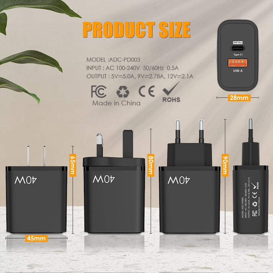 PD25W Dual-Port U+C Fast Charger (CE/FCC)