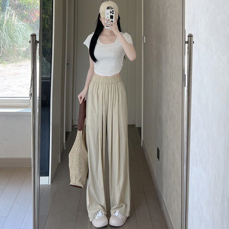 Ice Silk Yamamoto Wide-Leg Pants – Summer High Waist
