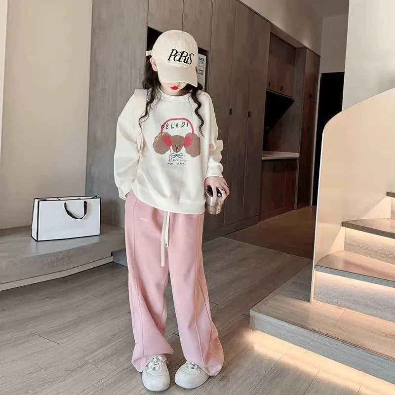 Girls’ Autumn 2024 Western-Style Sweat Two-Piece Set – Spring Autumn Kids Fashion Nepal | Tudoholic