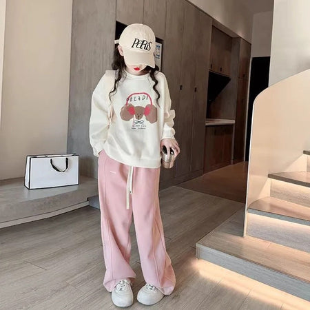 Girls’ Autumn 2024 Western-Style Sweat Two-Piece Set – Spring Autumn Kids Fashion Nepal | Tudoholic