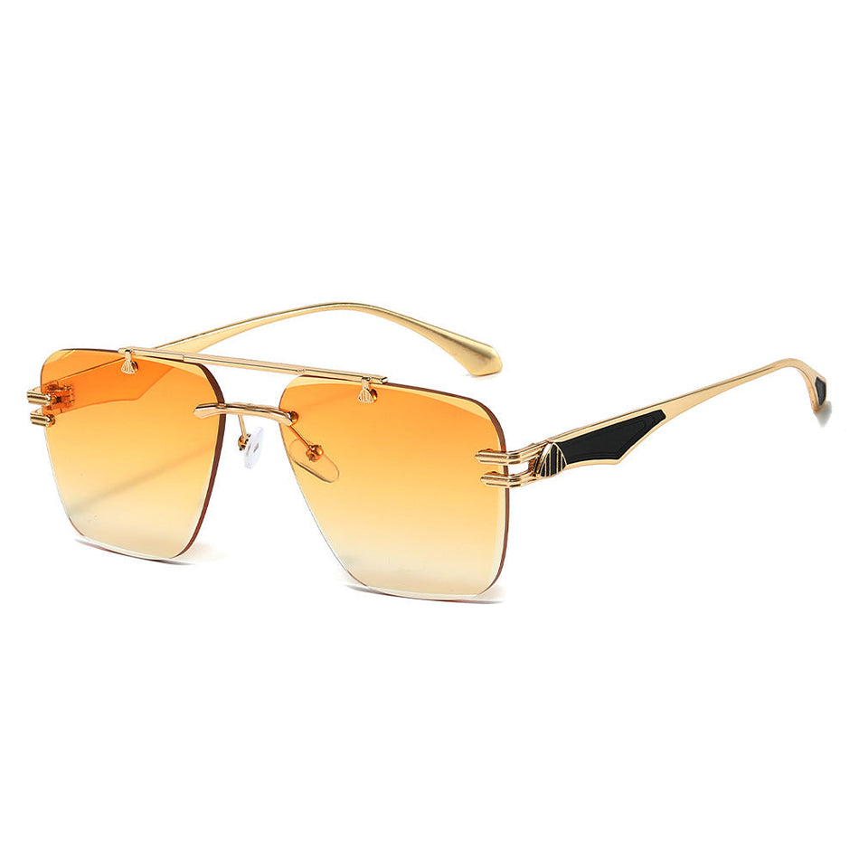 STOCK-Trendy Frameless Men’s Metal Sunglasses for Driving