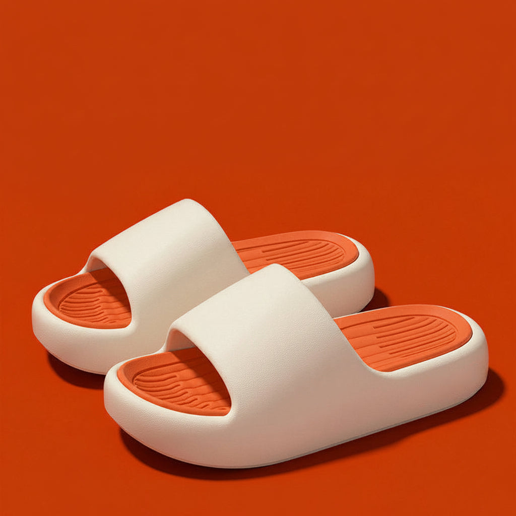 White EVA Home Slippers with Thick Non-Slip Sole for Men and Women