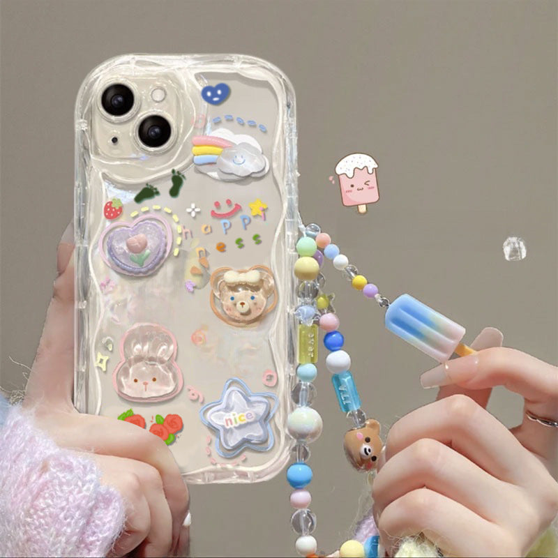 Cute Cloud Transparent Phone Case with Chain