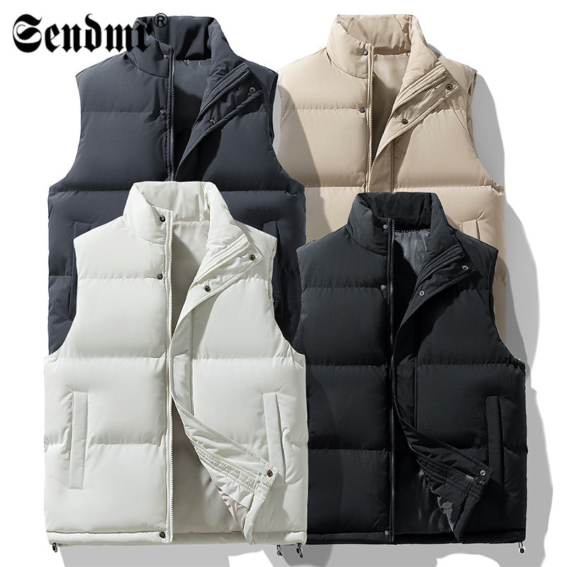 Men’s Large Size Down Cotton Vest – Sleeveless Waistcoat