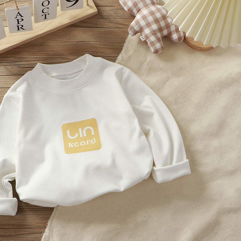 Children’s Velvet Long-Sleeve Warm T-Shirt Low Collar