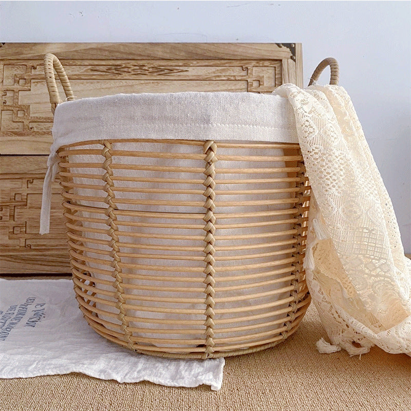 Pastoral Style Straw Storage Basket for Toys and Clothes