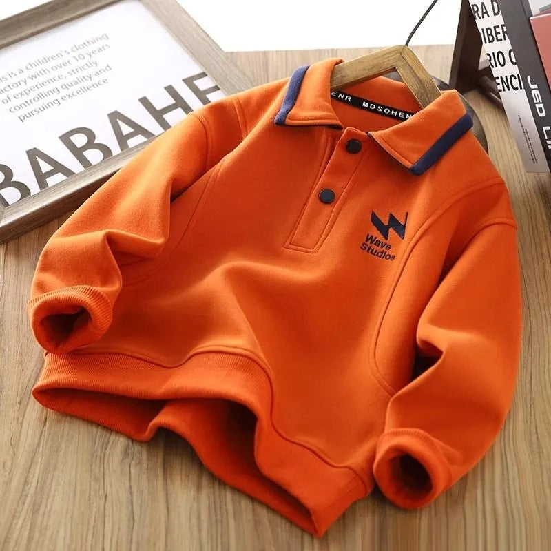 Boys’ Polo Sweater 2025 – Long Sleeve Casual Top – Kids Fashion Nepal | Tudoholic